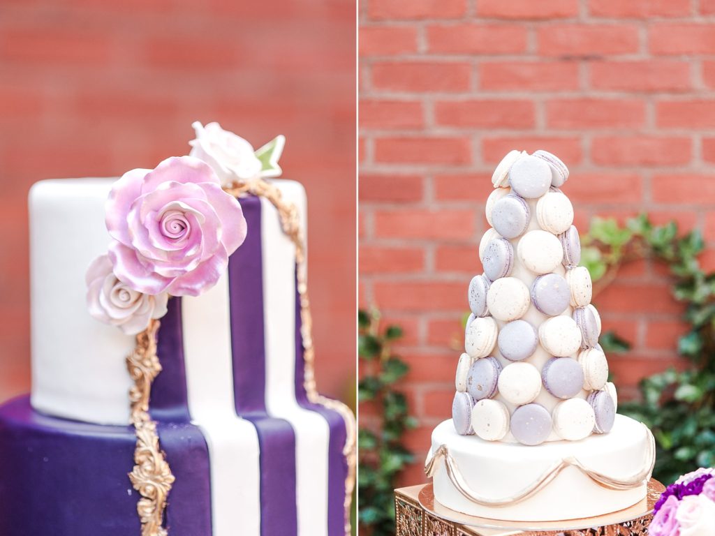 macarons-purple-striped-cake
