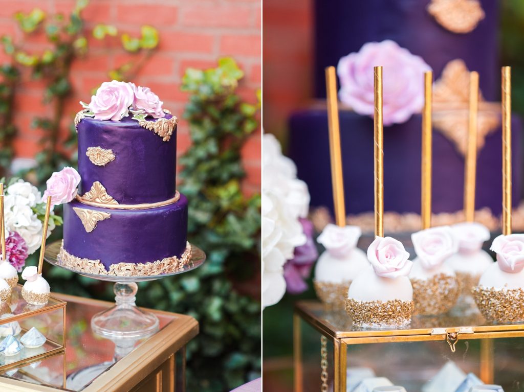 royal-purple-wedding-cake-display-cake-pops