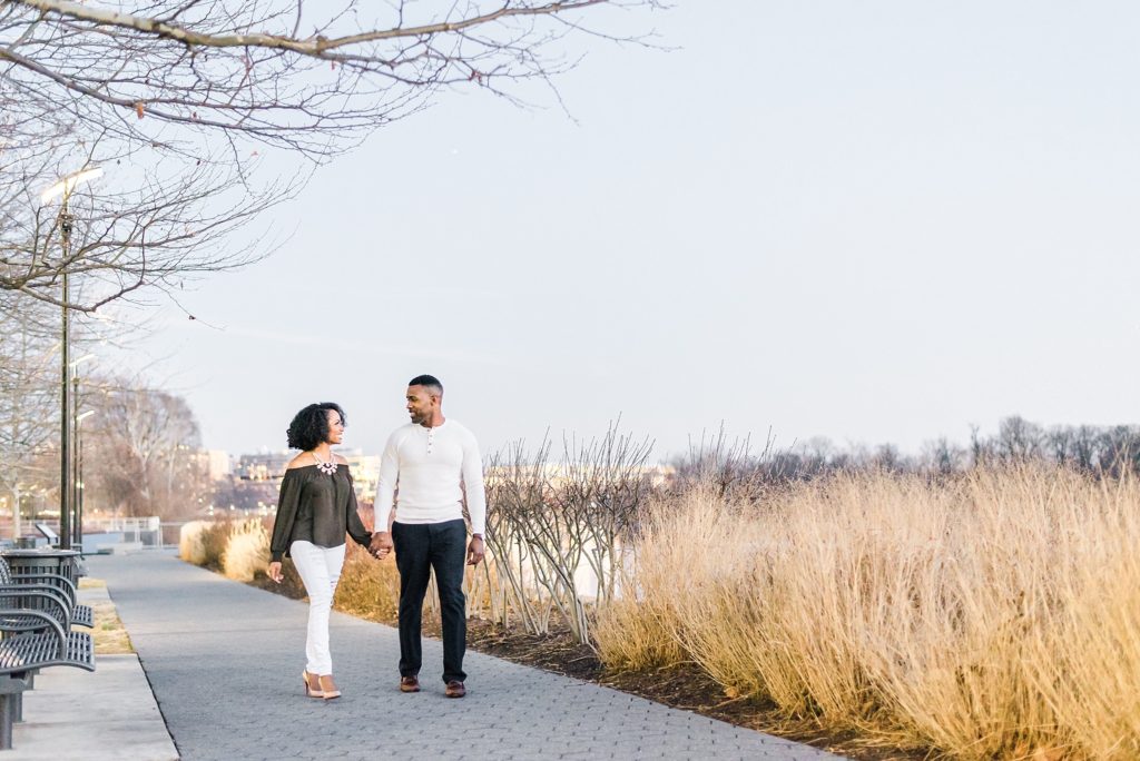 walking outside dc engagement session