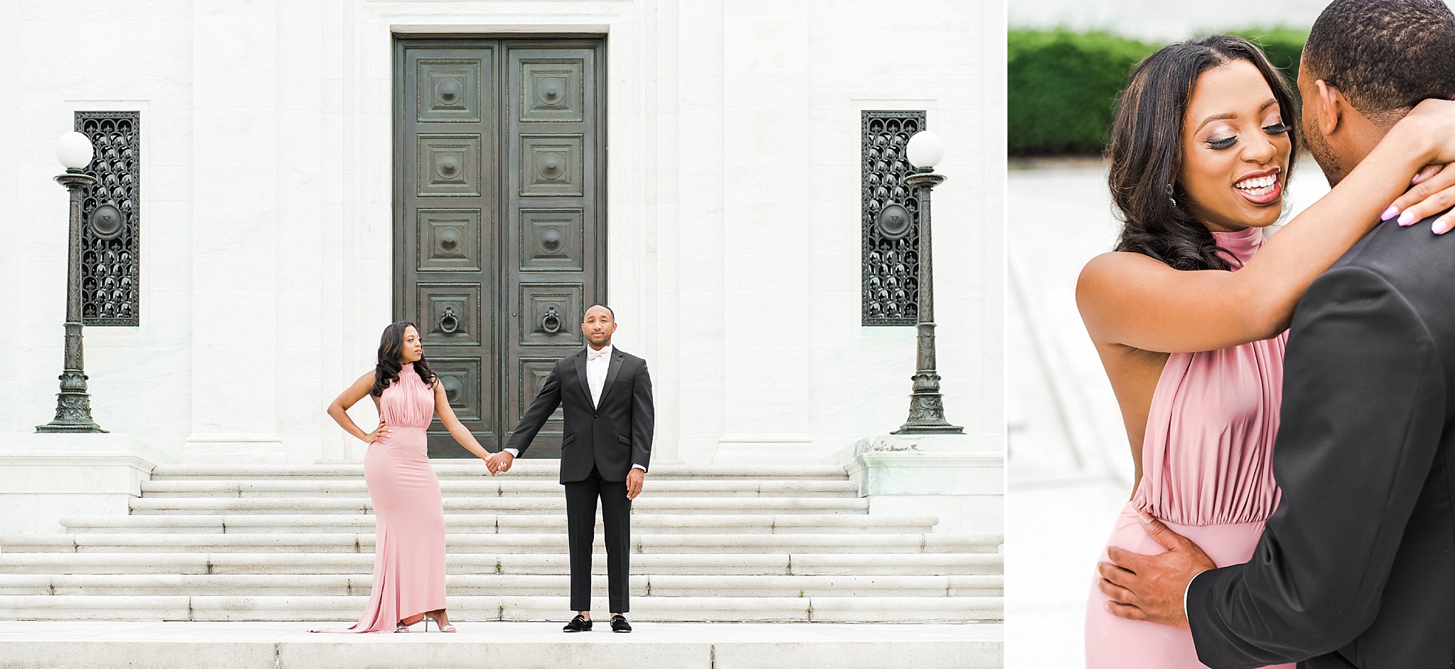 gorgeous pink gown first wedding anniversary session in Washington DC