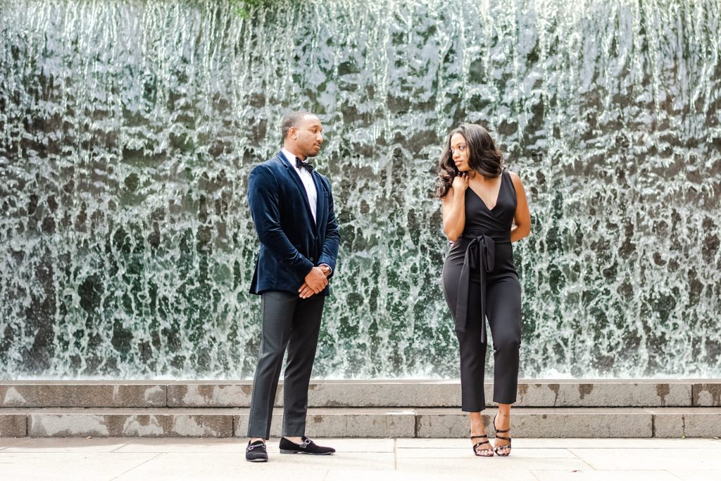 playful moment during first wedding anniversary session in Washington DC